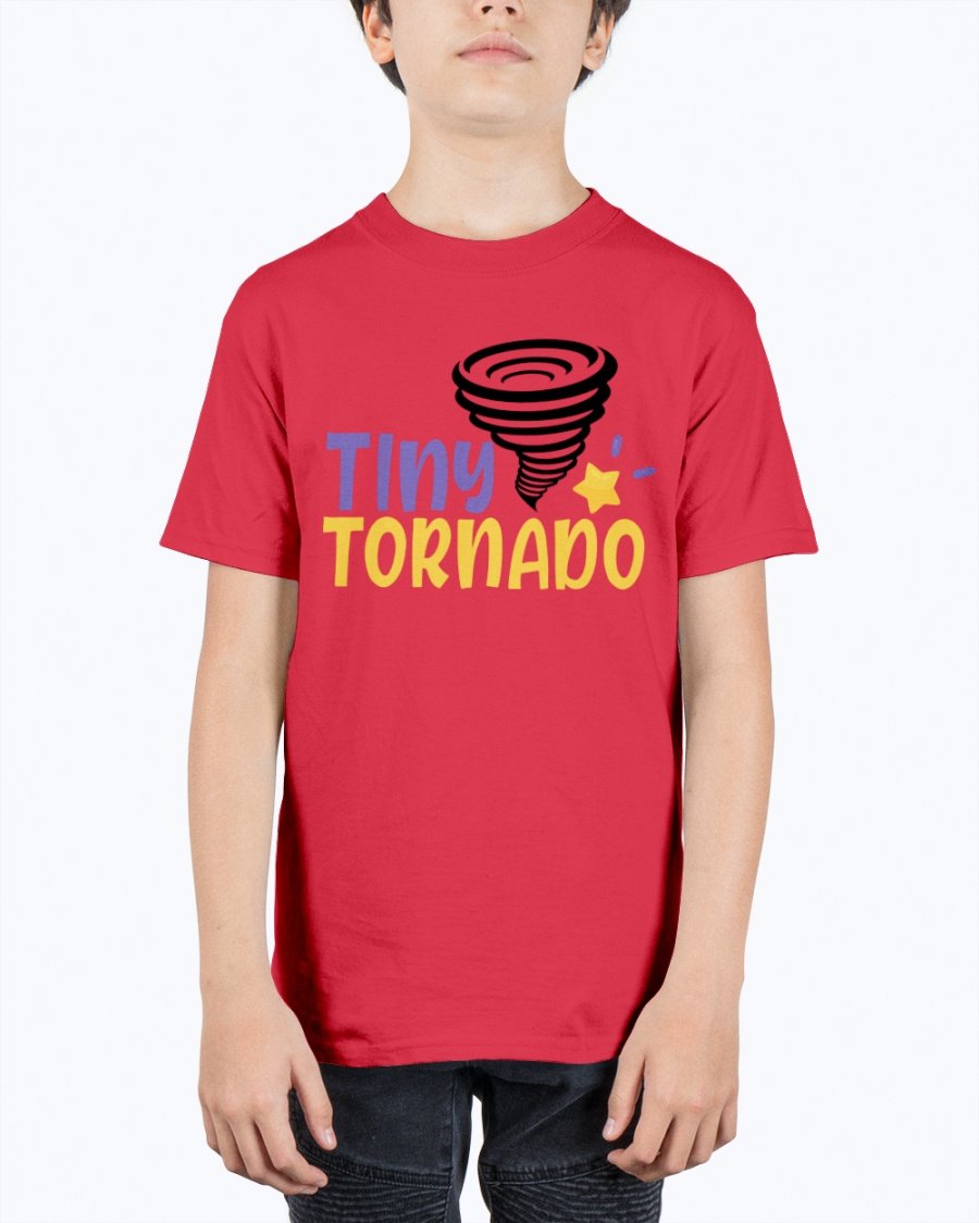 Tiny tornado America Youth Tee Unisex in vibrant colors, showcasing a classic fit and soft cotton fabric.