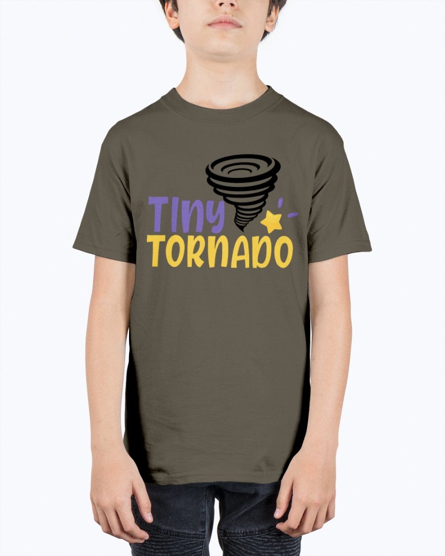 Tiny tornado America Youth Tee Unisex in vibrant colors, showcasing a classic fit and soft cotton fabric.