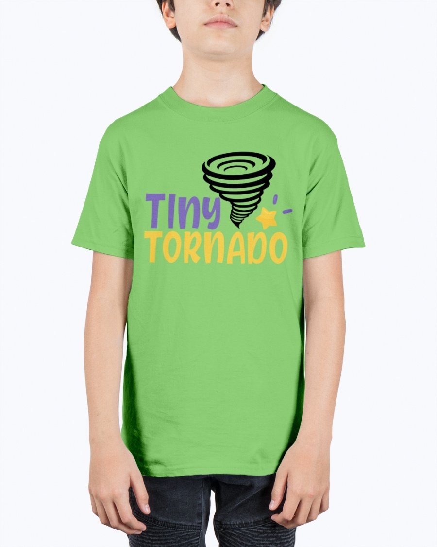 Tiny tornado America Youth Tee Unisex in vibrant colors, showcasing a classic fit and soft cotton fabric.