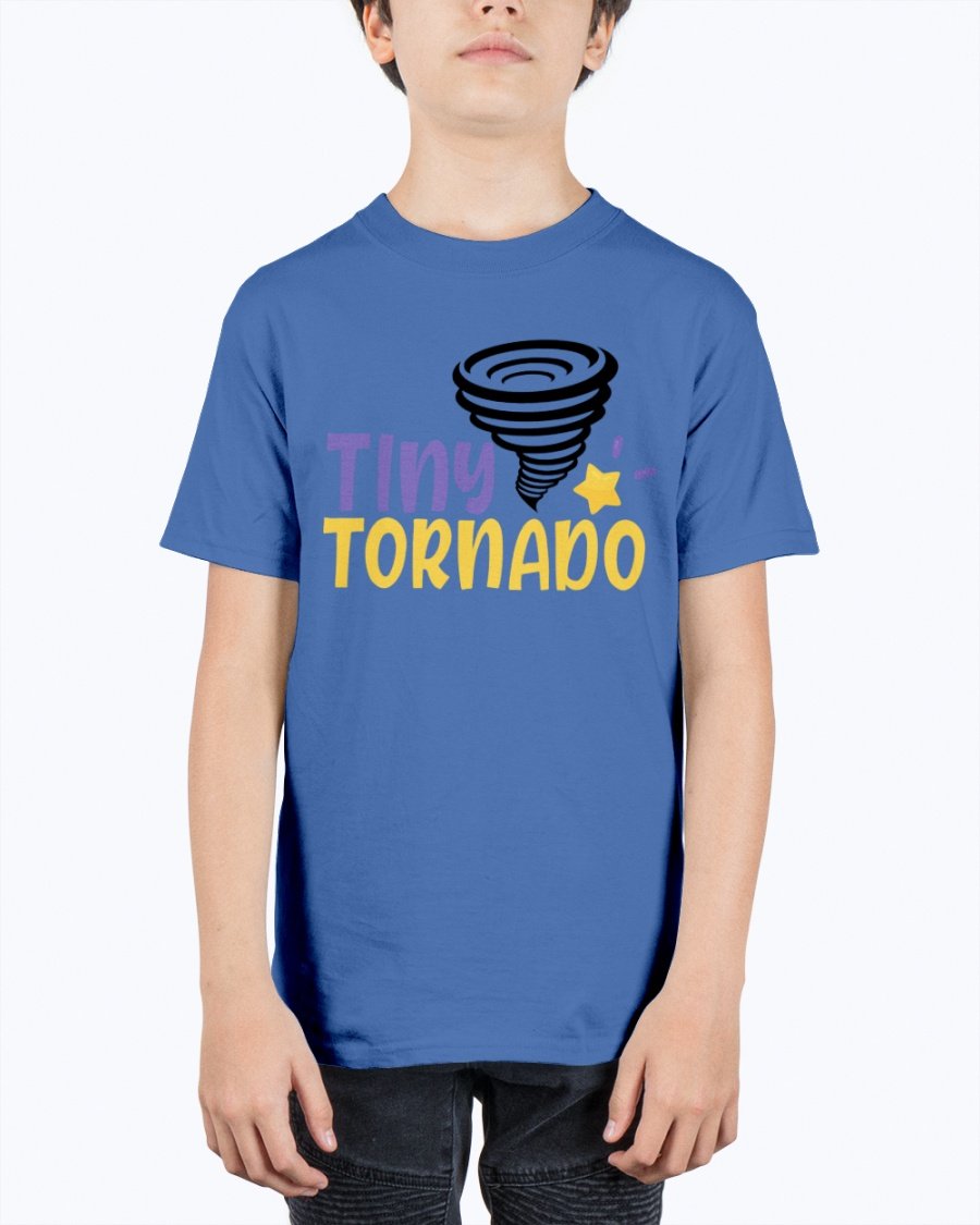 Tiny tornado America Youth Tee Unisex in vibrant colors, showcasing a classic fit and soft cotton fabric.