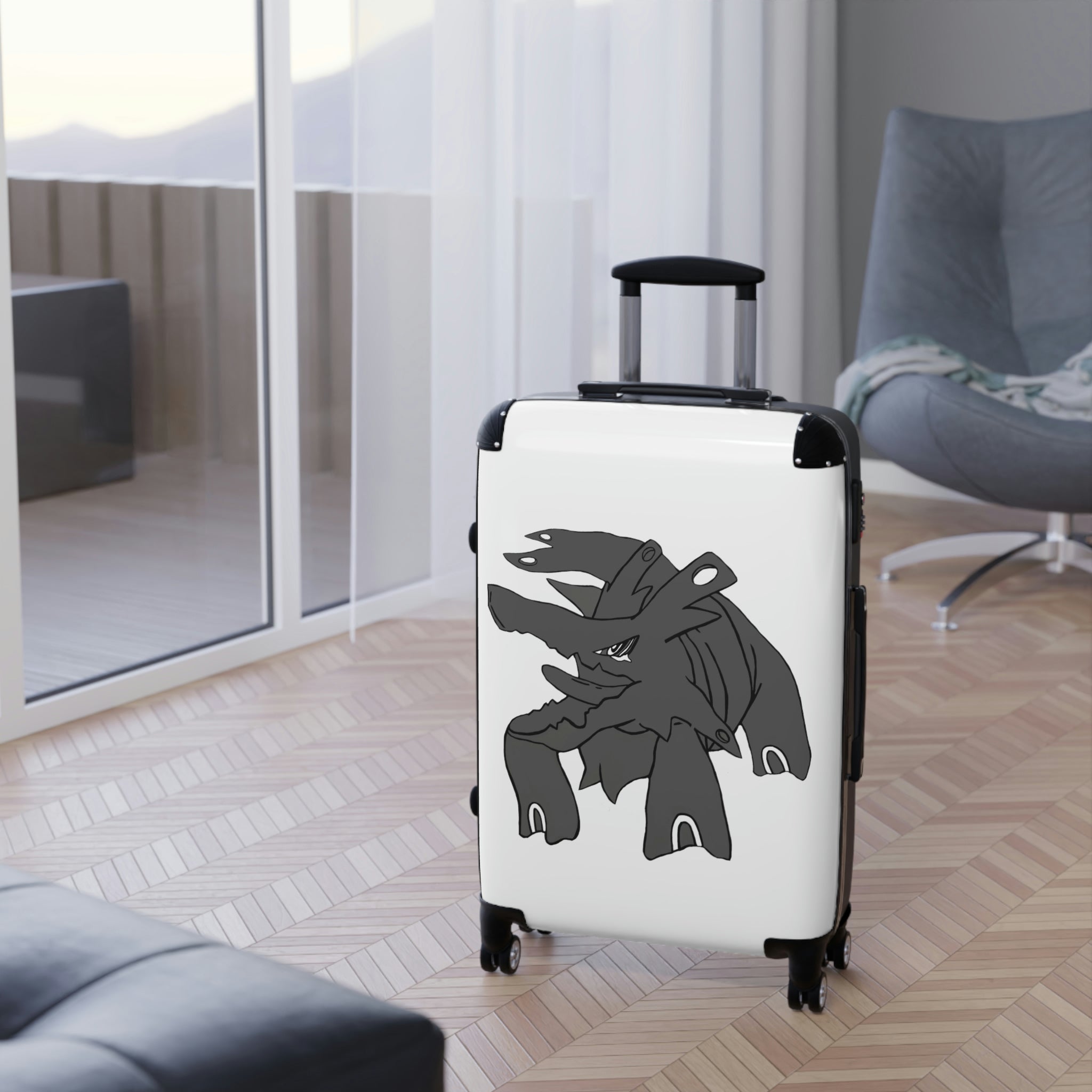 Titanica Cabin Suitcase featuring a personalized design, durable polycarbonate front, and adjustable handle, perfect for stylish travel.