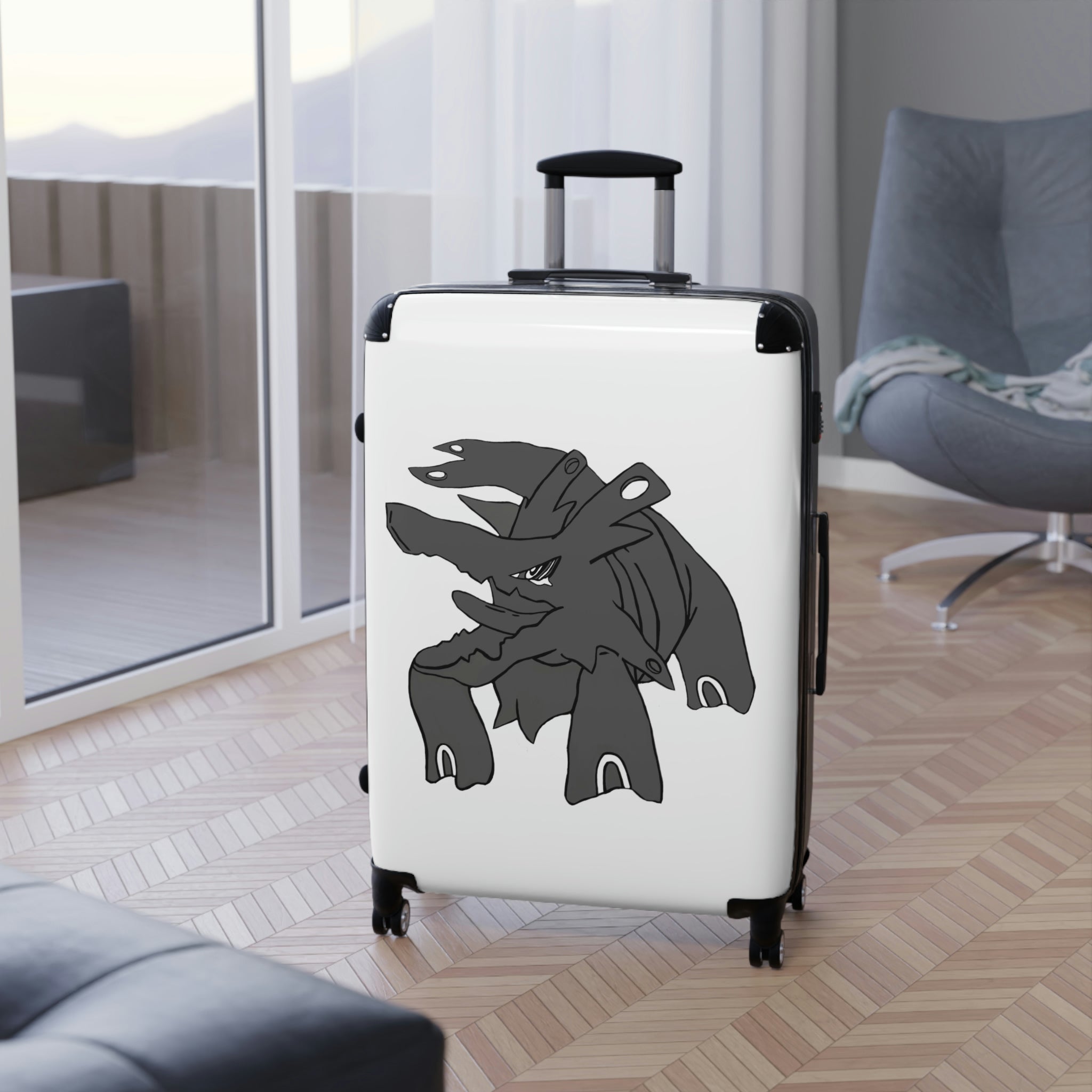 Titanica Cabin Suitcase featuring a personalized design, durable polycarbonate front, and adjustable handle, perfect for stylish travel.