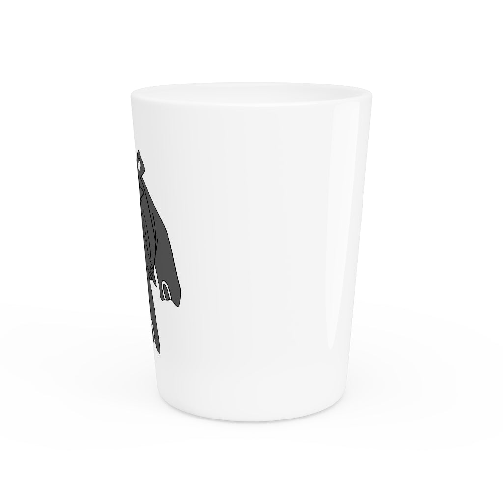 Titanica Shot Glass with customizable design, available in white or black interior, made of durable ceramic.