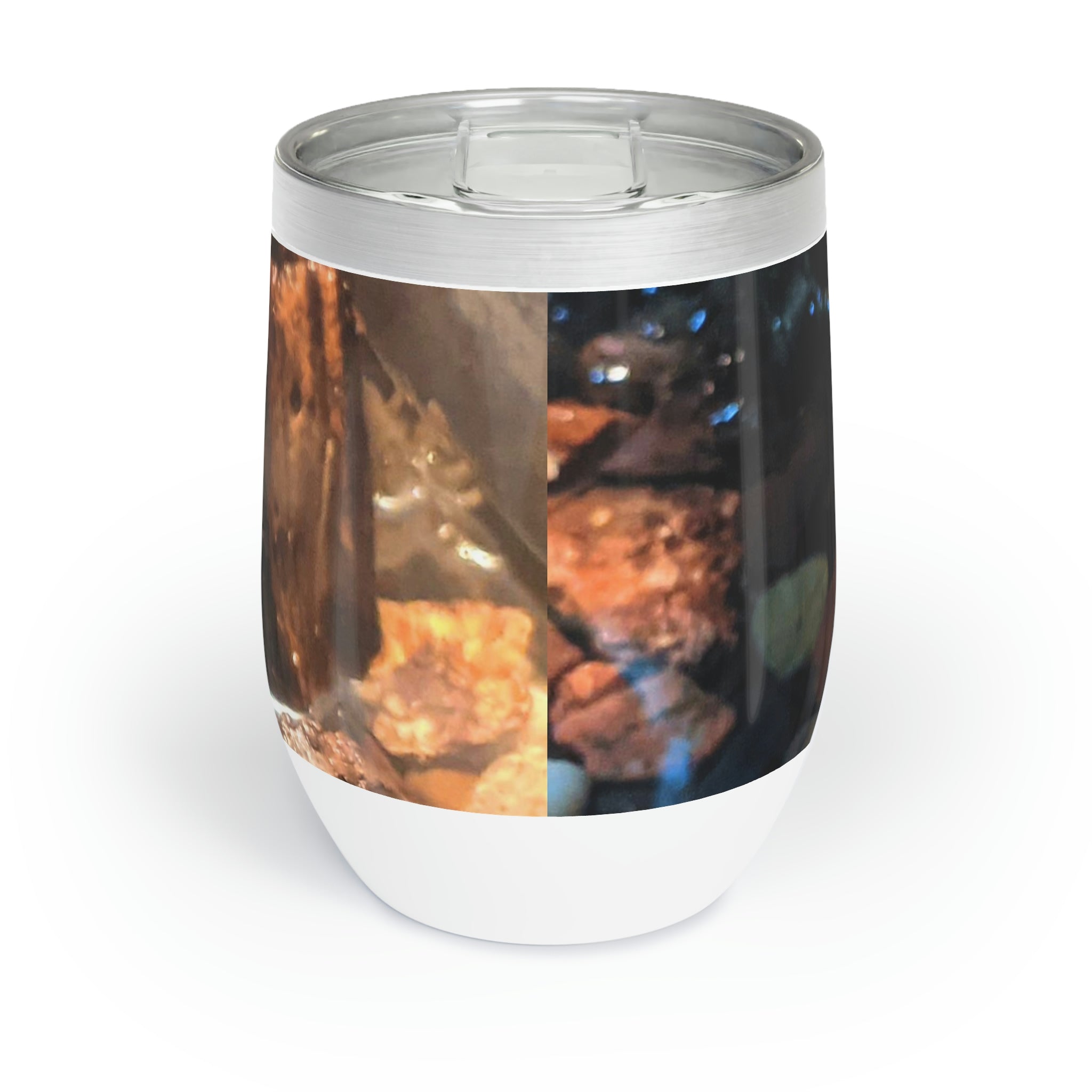 Toad Chill Wine Tumbler in stainless steel with customizable design, showcasing its double-insulated walls and stemless shape.