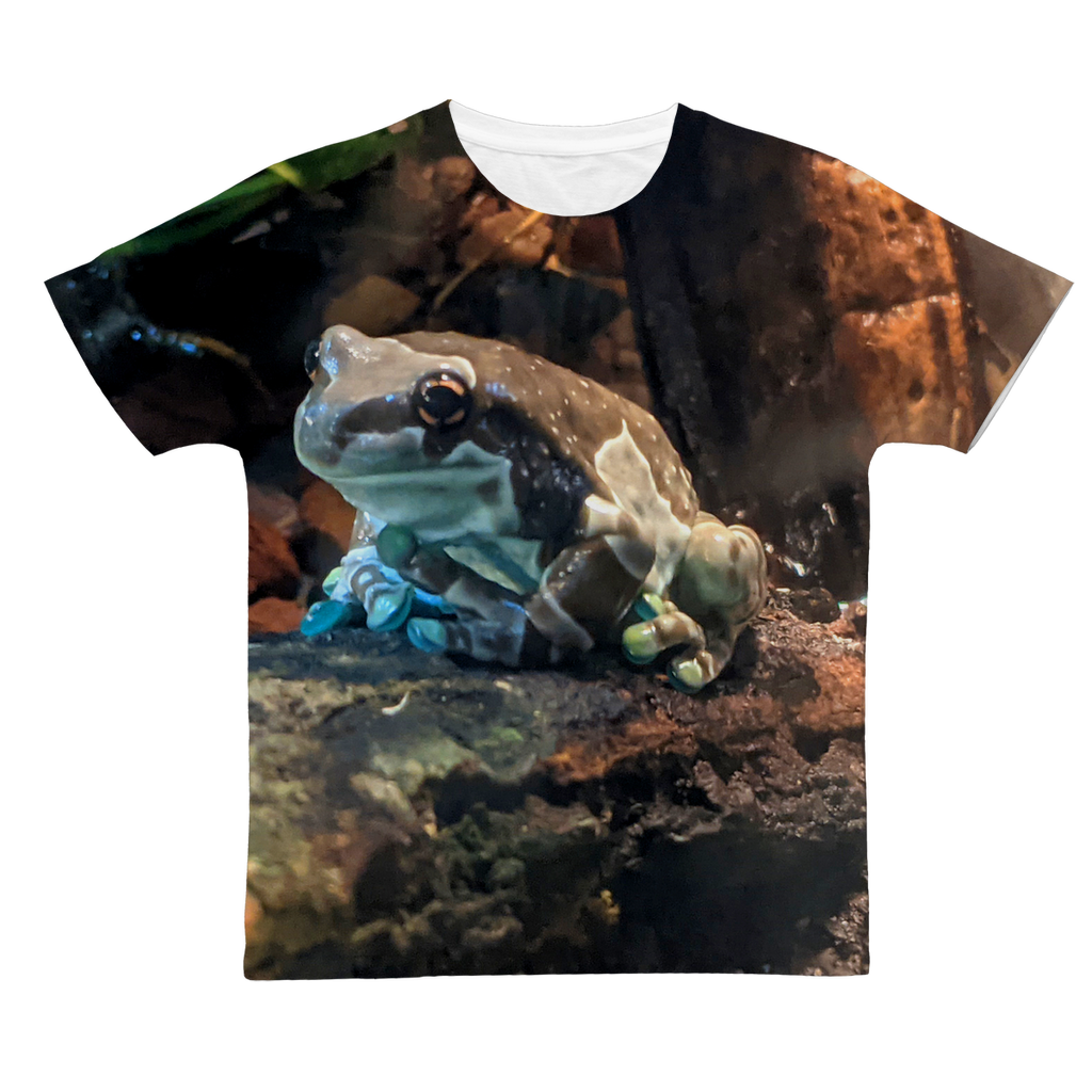 Toad Classic Sublimation Adult T-Shirt in vibrant colors, showcasing its soft polyester fabric and ideal design for sublimation printing.