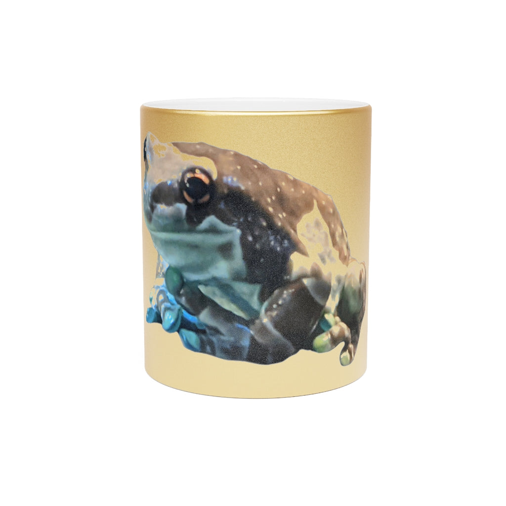 Toad Metallic Mug in Silver and Gold finishes, showcasing personalized designs and a comfortable C-handle.