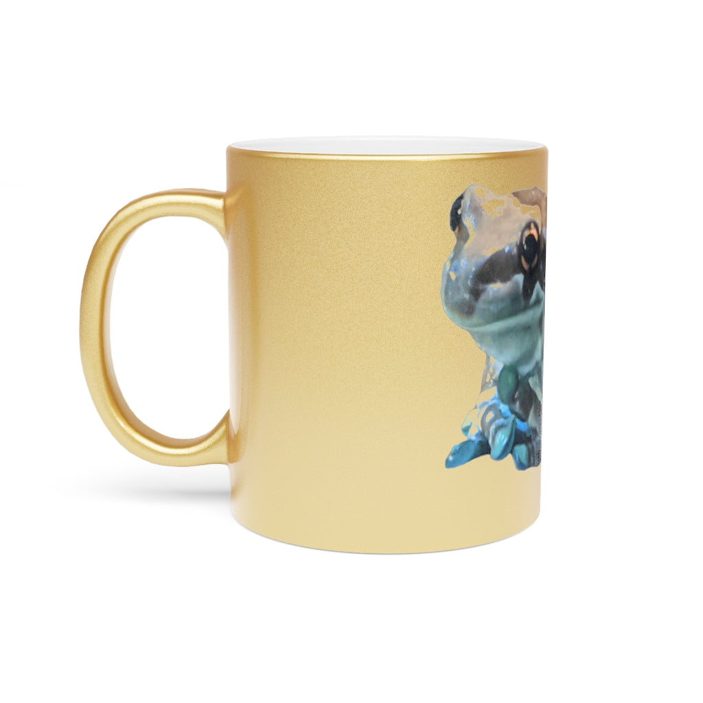 Toad Metallic Mug in Silver and Gold finishes, showcasing personalized designs and a comfortable C-handle.