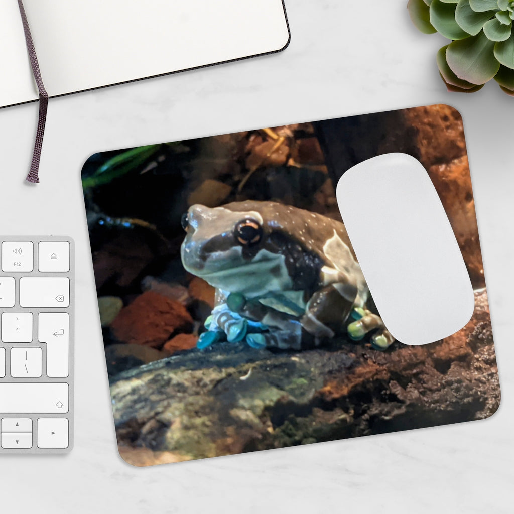 Toad Mouse Pad featuring a vibrant design, made of durable neoprene with a non-slip base, ideal for enhancing workspace aesthetics.