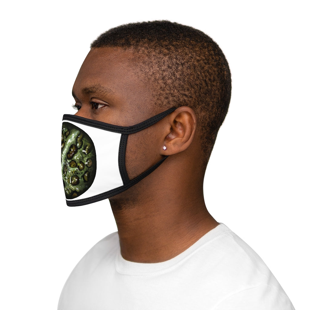 Toad Skin Mixed-Fabric Face Mask featuring a black outer edge and earloops, made from durable polyester and soft cotton.