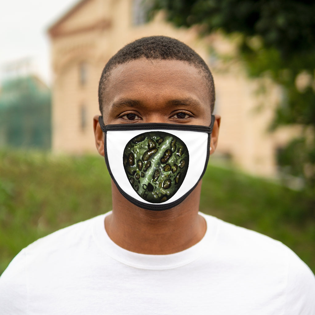 Toad Skin Mixed-Fabric Face Mask featuring a black outer edge and earloops, made from durable polyester and soft cotton.