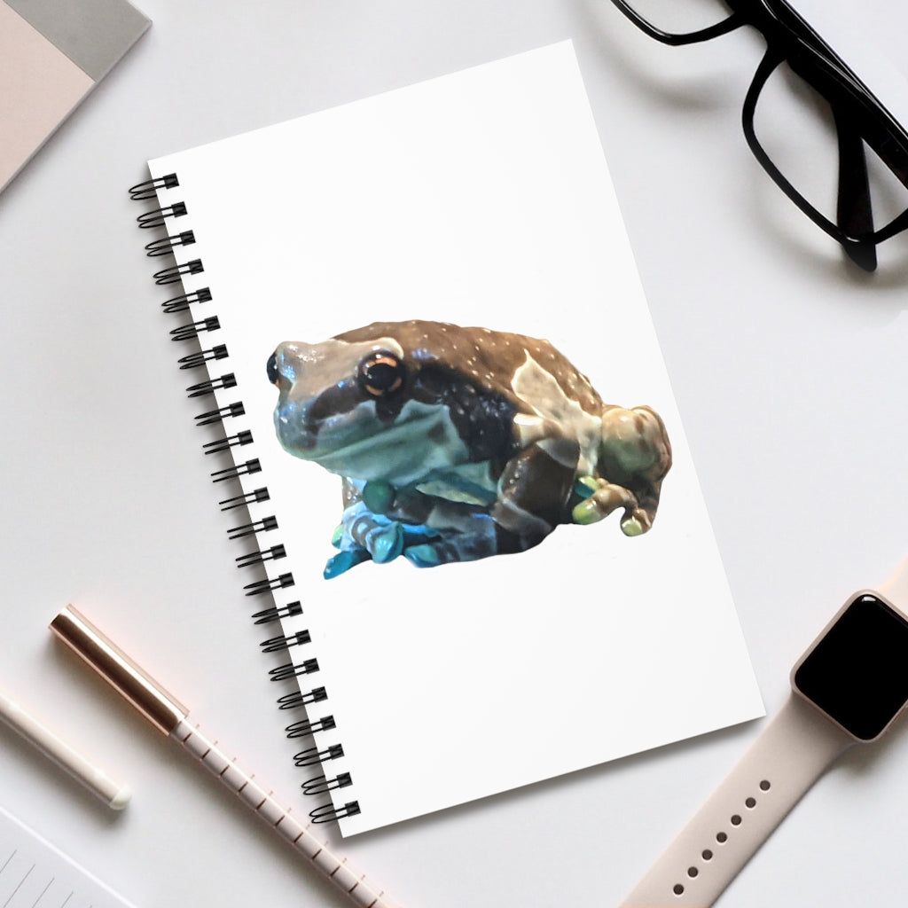 Toad Spiral Journal featuring a colorful front cover, showcasing various styles including blank, dot grid, lined, and task management layouts.