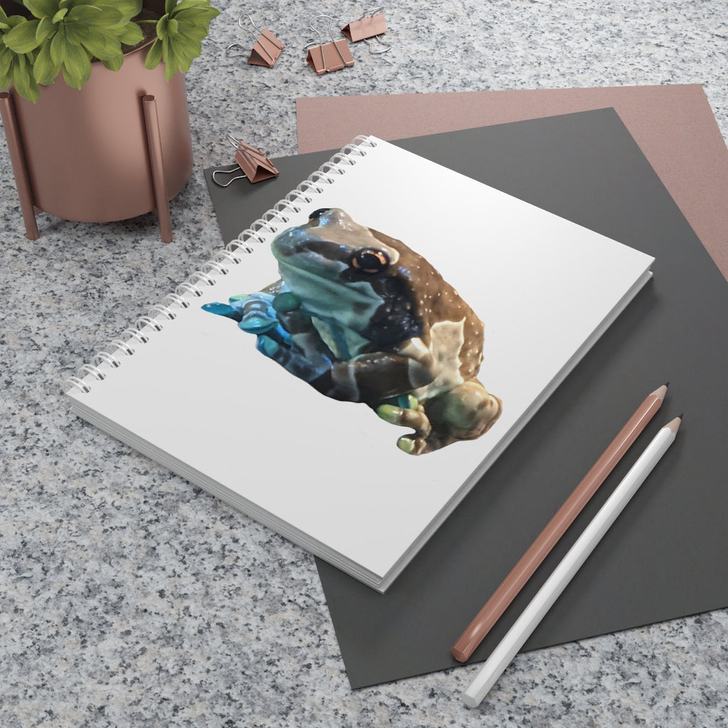 Toad Spiral Notebook with customizable covers and wide-ruled pages, featuring a semi-gloss laminated finish.