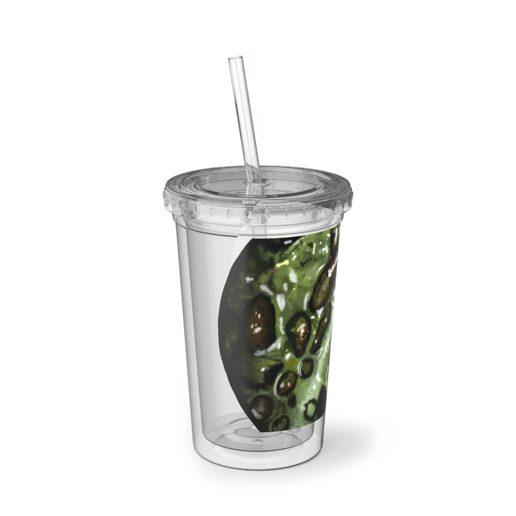 Toad Suave Acrylic Cup with vibrant artwork, double-wall insulation, and a straw, perfect for hot and cold beverages.