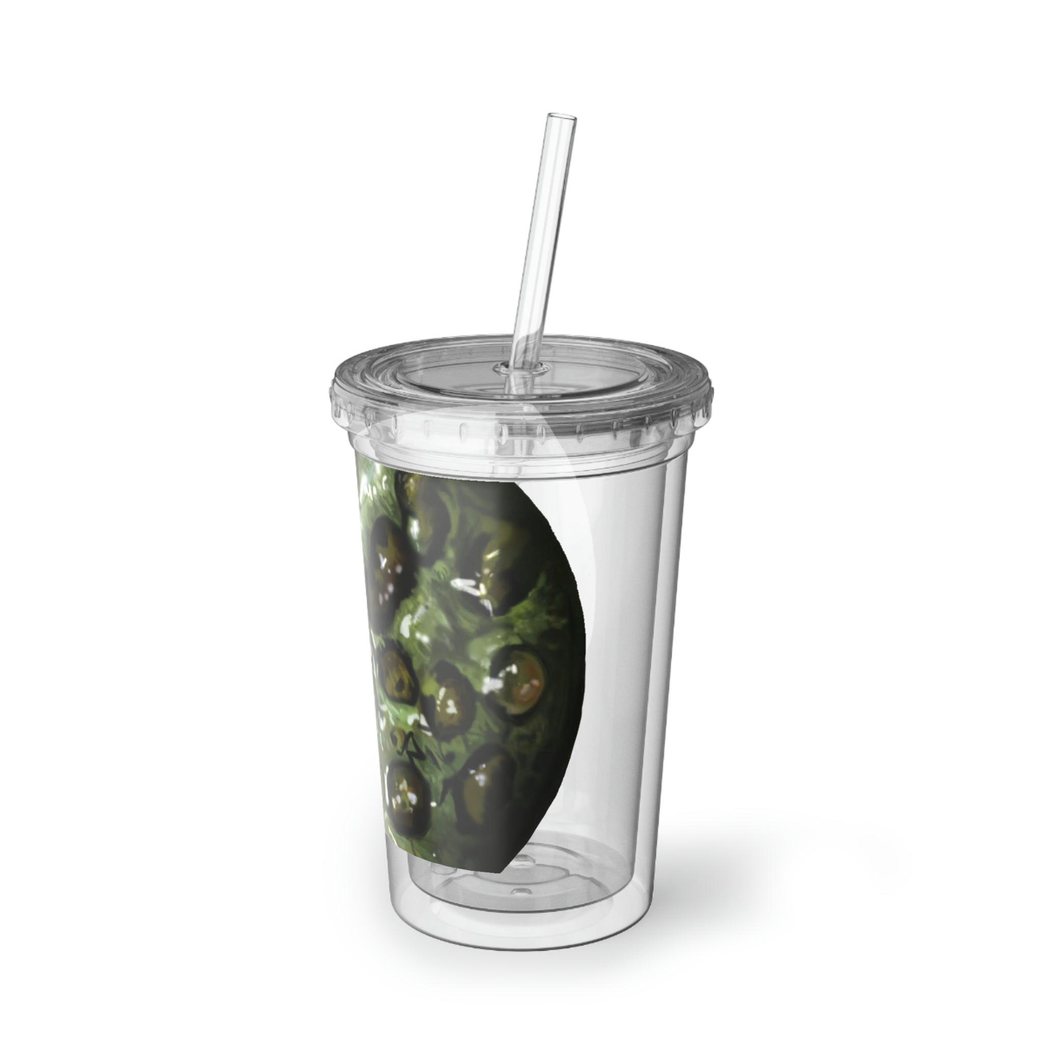 Toad Suave Acrylic Cup with vibrant artwork, double-wall insulation, and a straw, perfect for hot and cold beverages.