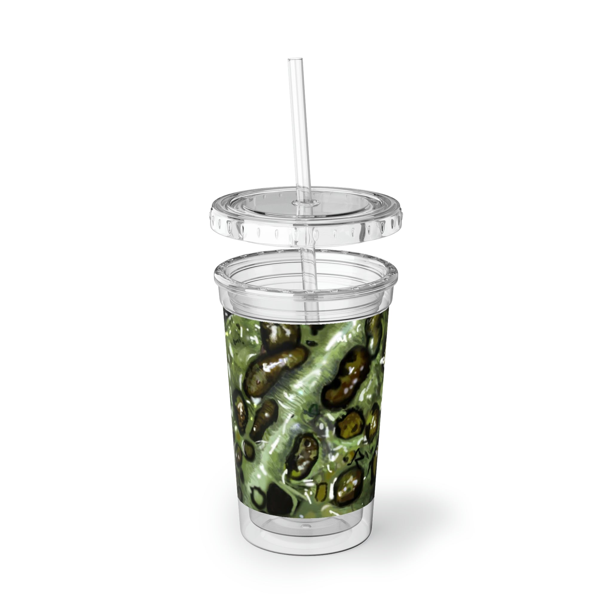 Toad Suave Acrylic Cup with vibrant artwork, double-wall insulation, and a straw, perfect for hot and cold beverages.