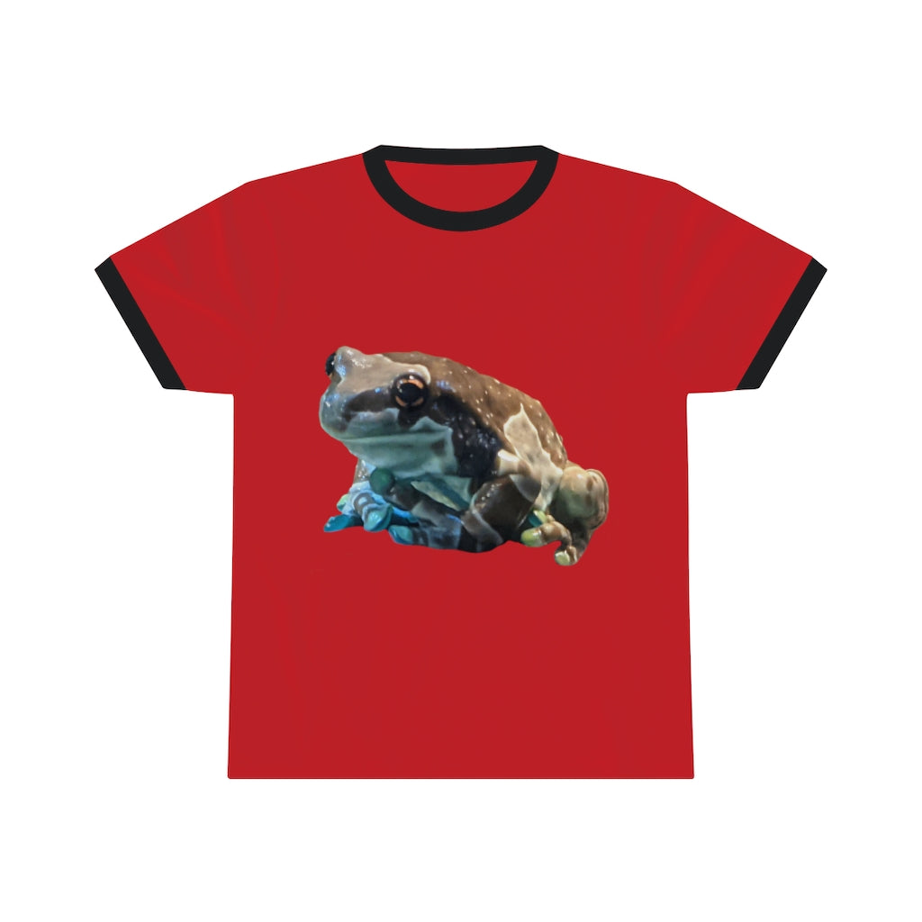 Toad Unisex Ringer Tee showcasing its stylish design and vibrant colors, perfect for summer wear.