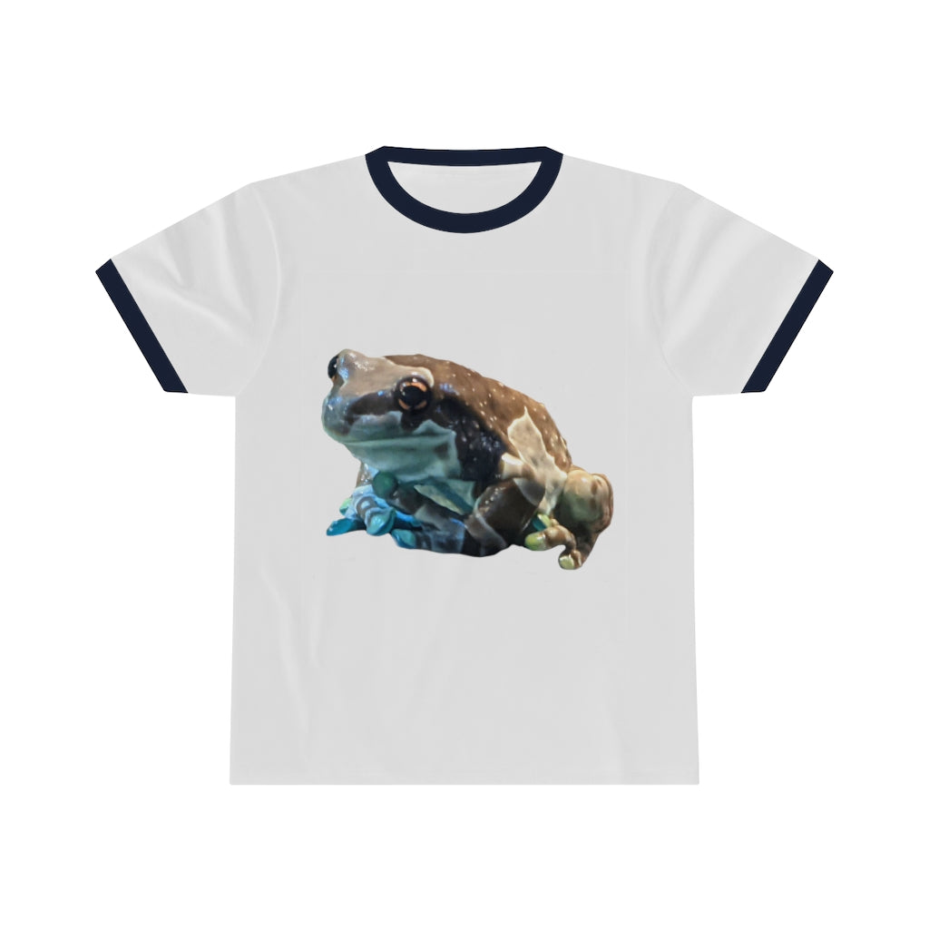 Toad Unisex Ringer Tee showcasing its stylish design and vibrant colors, perfect for summer wear.