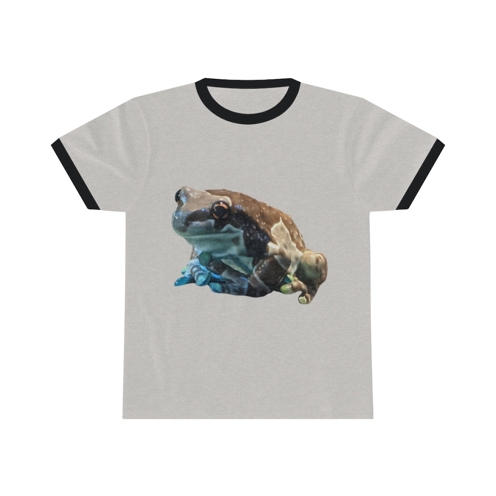 Toad Unisex Ringer Tee showcasing its stylish design and vibrant colors, perfect for summer wear.