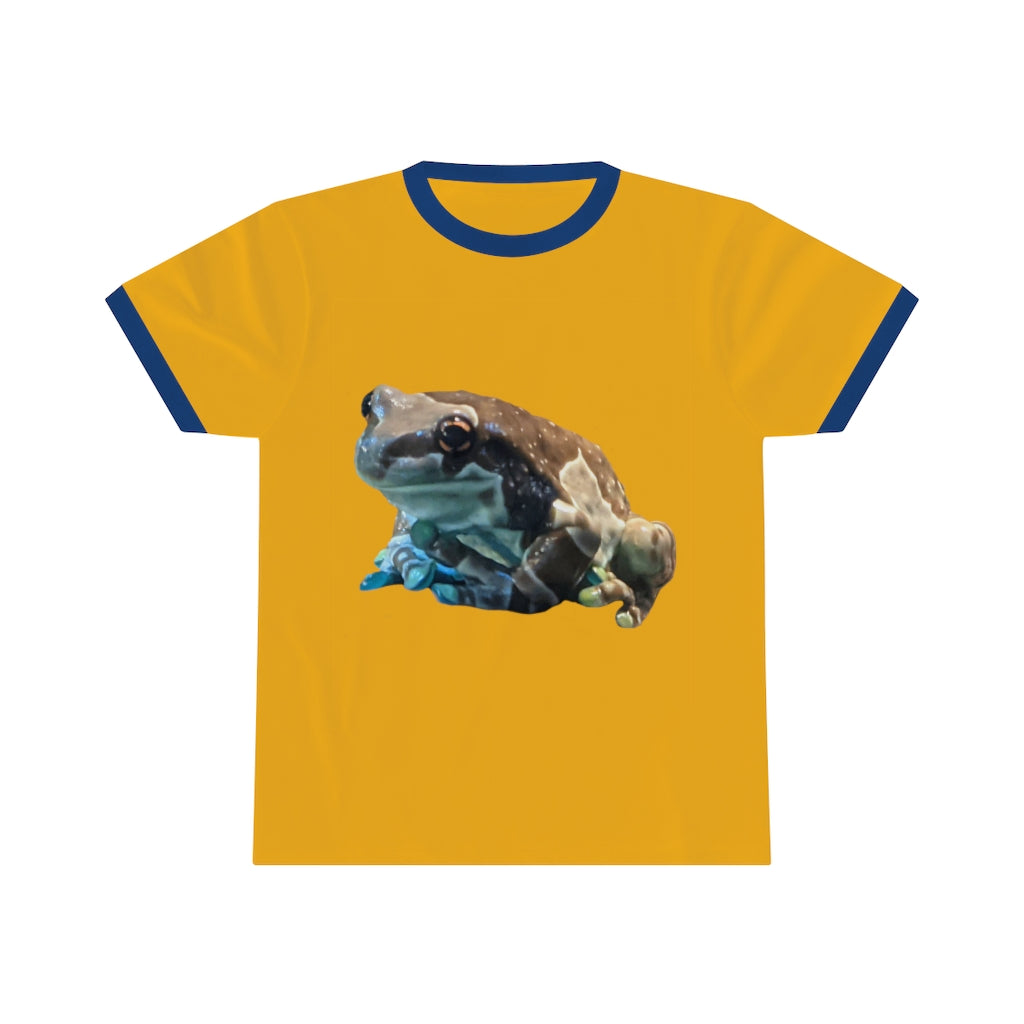 Toad Unisex Ringer Tee showcasing its stylish design and vibrant colors, perfect for summer wear.