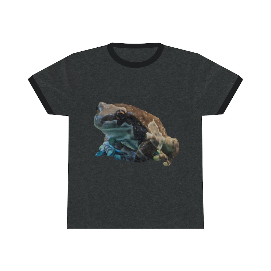 Toad Unisex Ringer Tee showcasing its stylish design and vibrant colors, perfect for summer wear.