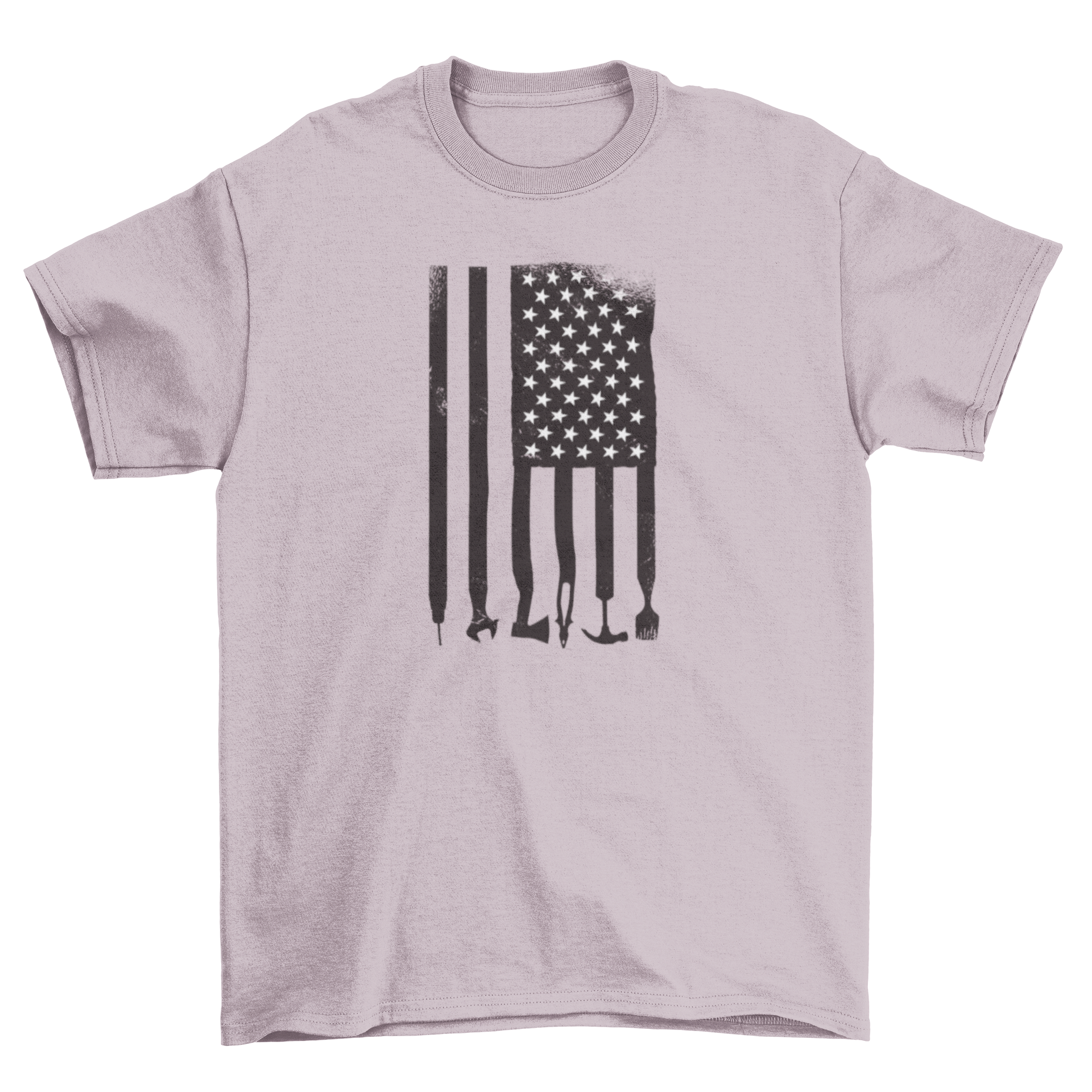 Tools USA Flag T-shirt featuring the American flag design with tool silhouettes, perfect for patriotic events.