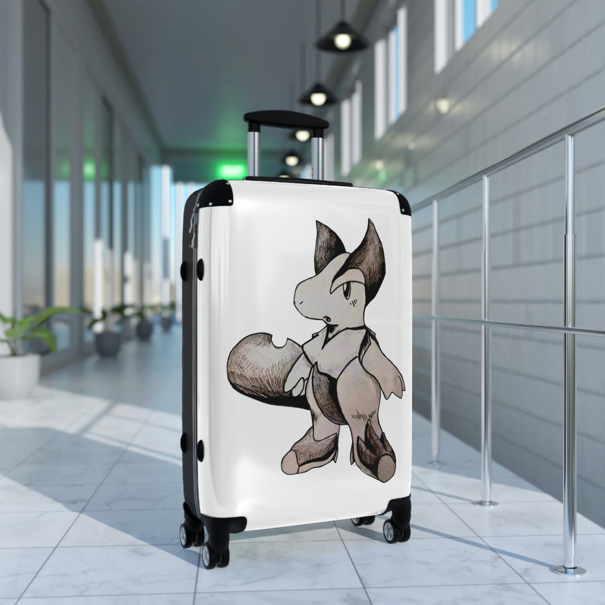 Tomas Cabin Suitcase featuring a personalized design, lightweight polycarbonate front, and adjustable handle, ideal for stylish travel.