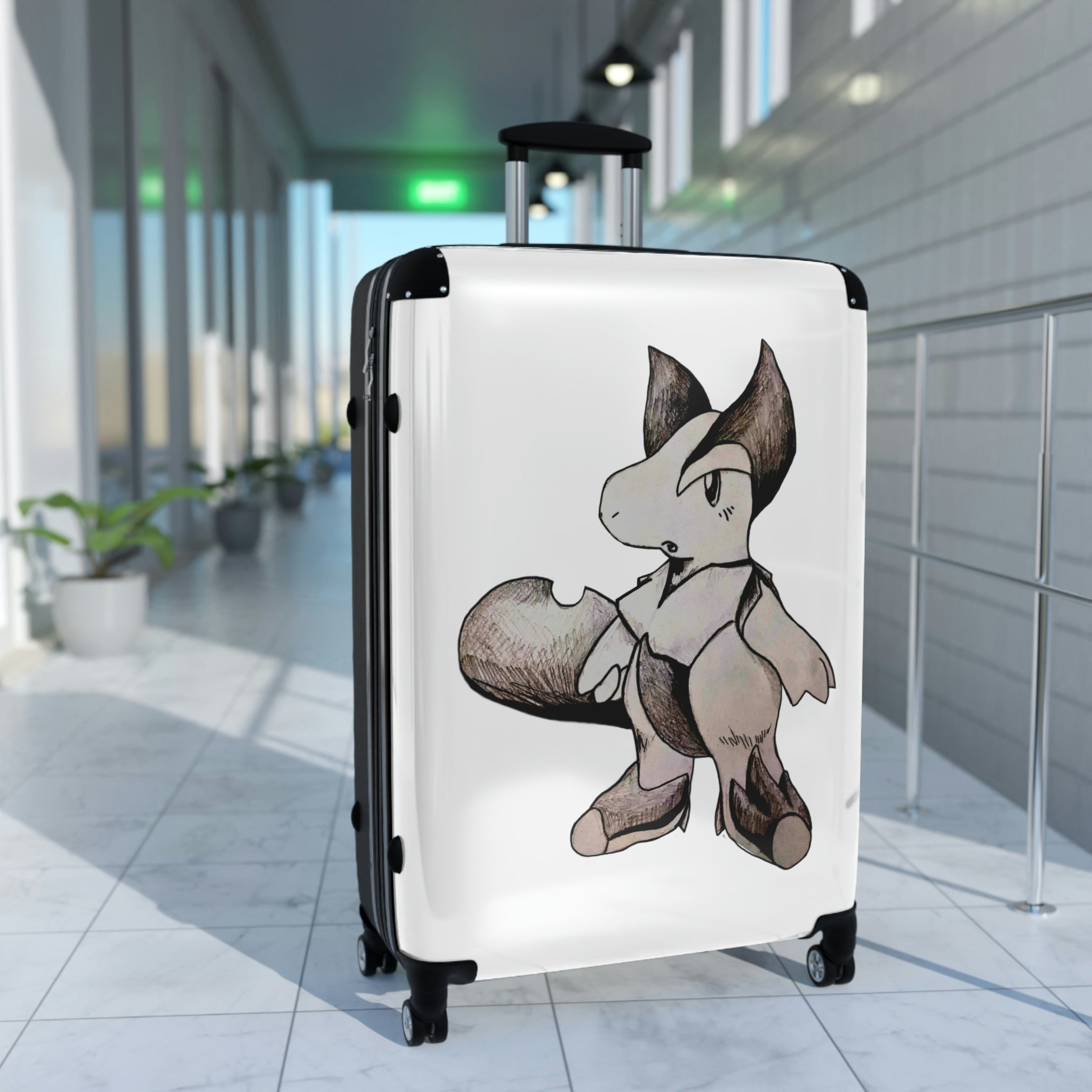 Tomas Cabin Suitcase featuring a personalized design, lightweight polycarbonate front, and adjustable handle, ideal for stylish travel.