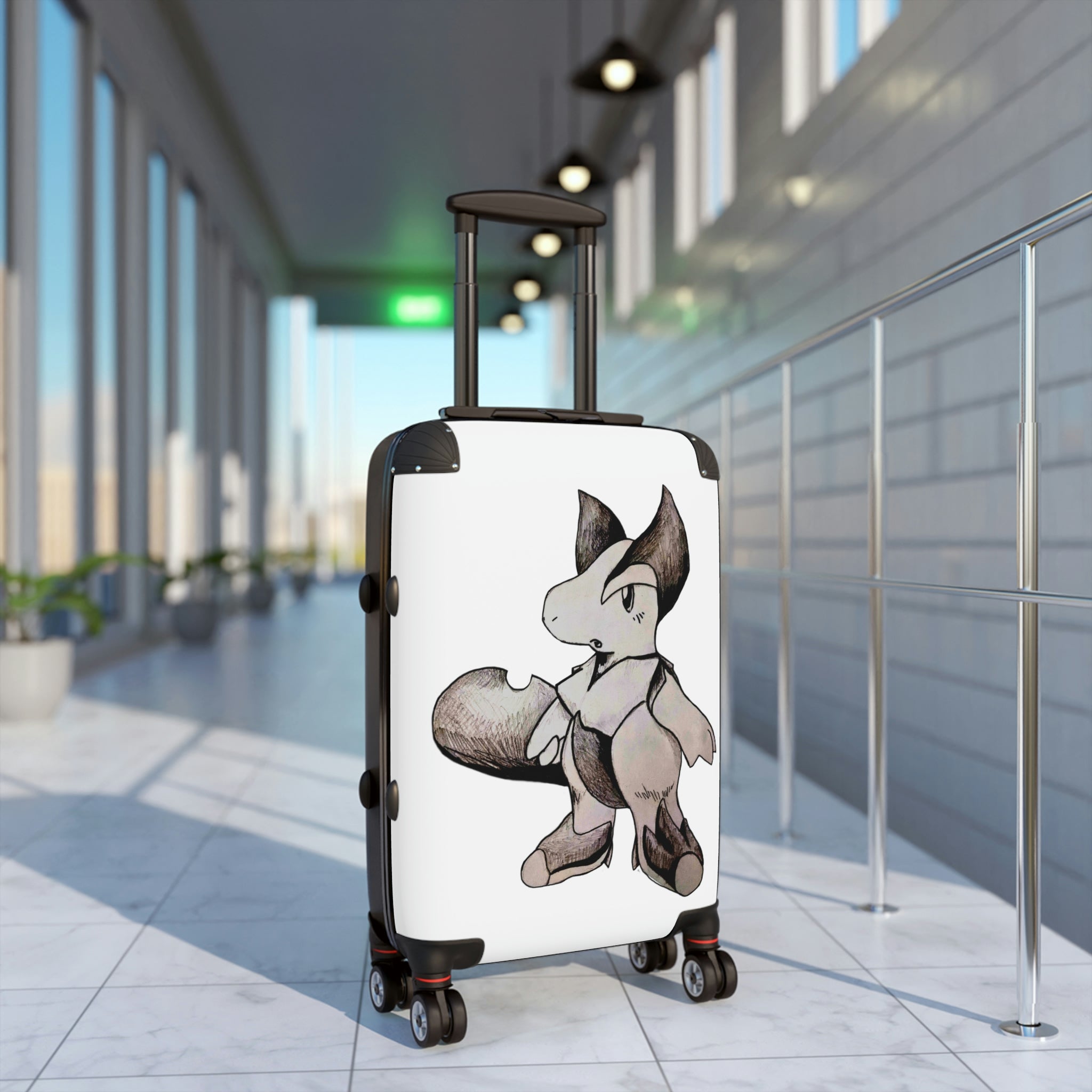 Tomas Cabin Suitcase featuring a personalized design, lightweight polycarbonate front, and adjustable handle, ideal for stylish travel.