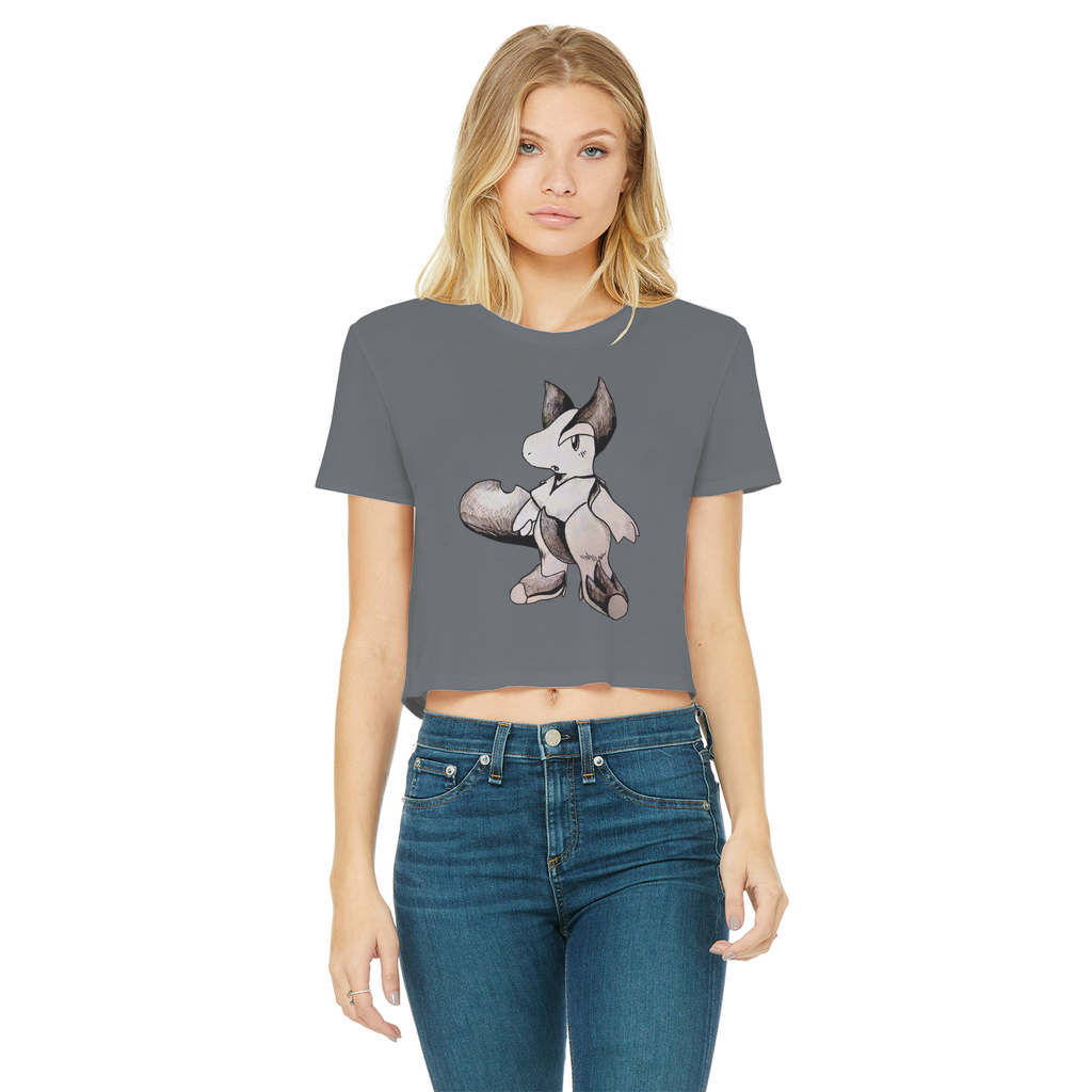 Tomas Classic Women's Cropped Raw Edge T-Shirt in various colors, showcasing its round neck, short sleeves, and raw edge hem.