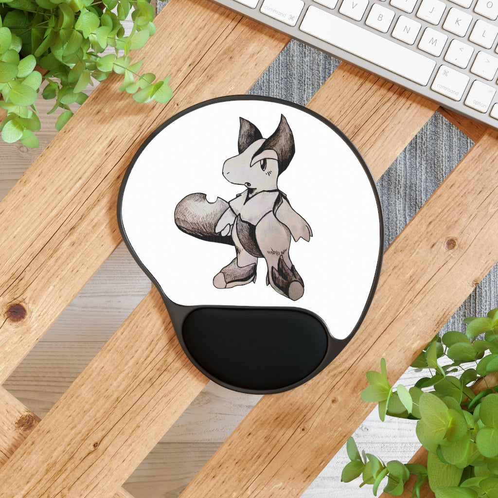 Tomas Mouse Pad with ergonomic Memory Foam wrist rest and custom-printed neoprene insert, featuring a stylish foot-shaped design.