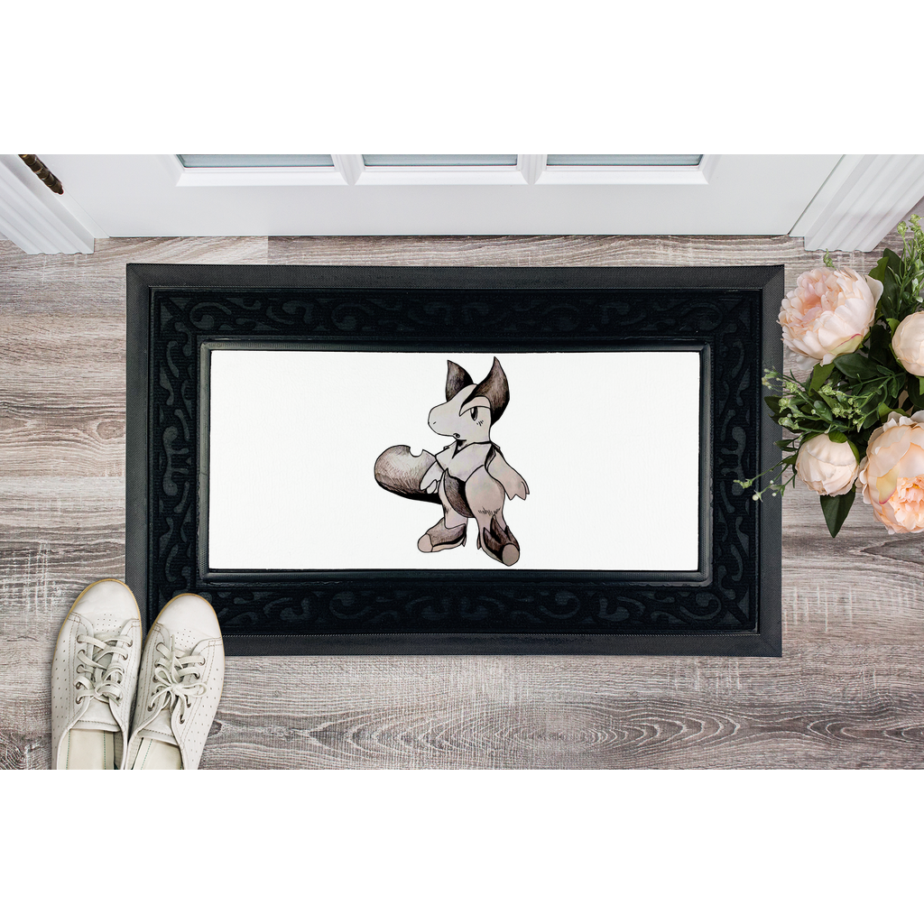 Tomas Sublimation Heavy Duty Door Mat with removable fabric center and non-slip rubber base, featuring a stylish brush border.