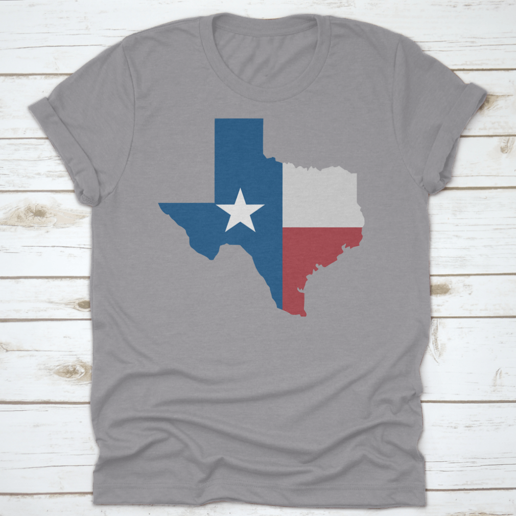 A stylish Torn Texas Map Icon vector illustration on a comfortable cotton shirt, showcasing Texas pride.