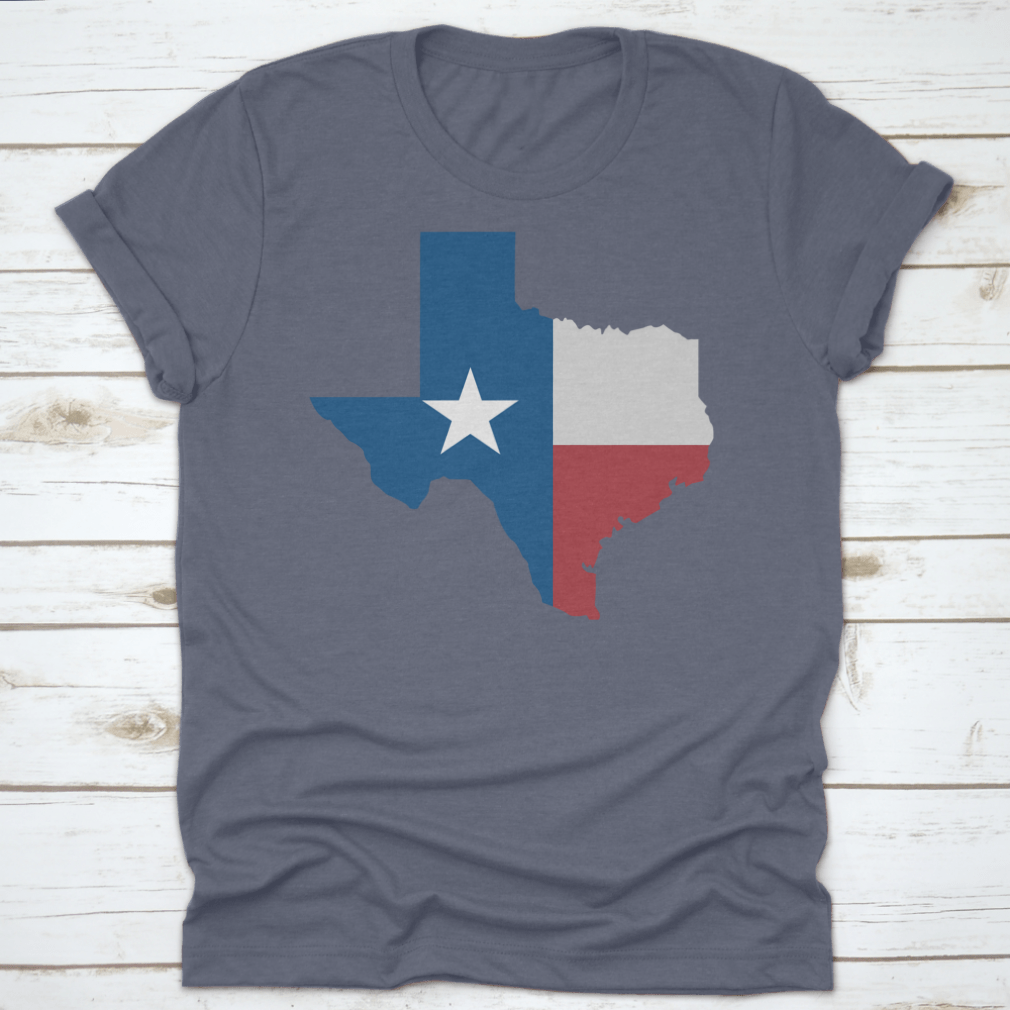 A stylish Torn Texas Map Icon vector illustration on a comfortable cotton shirt, showcasing Texas pride.