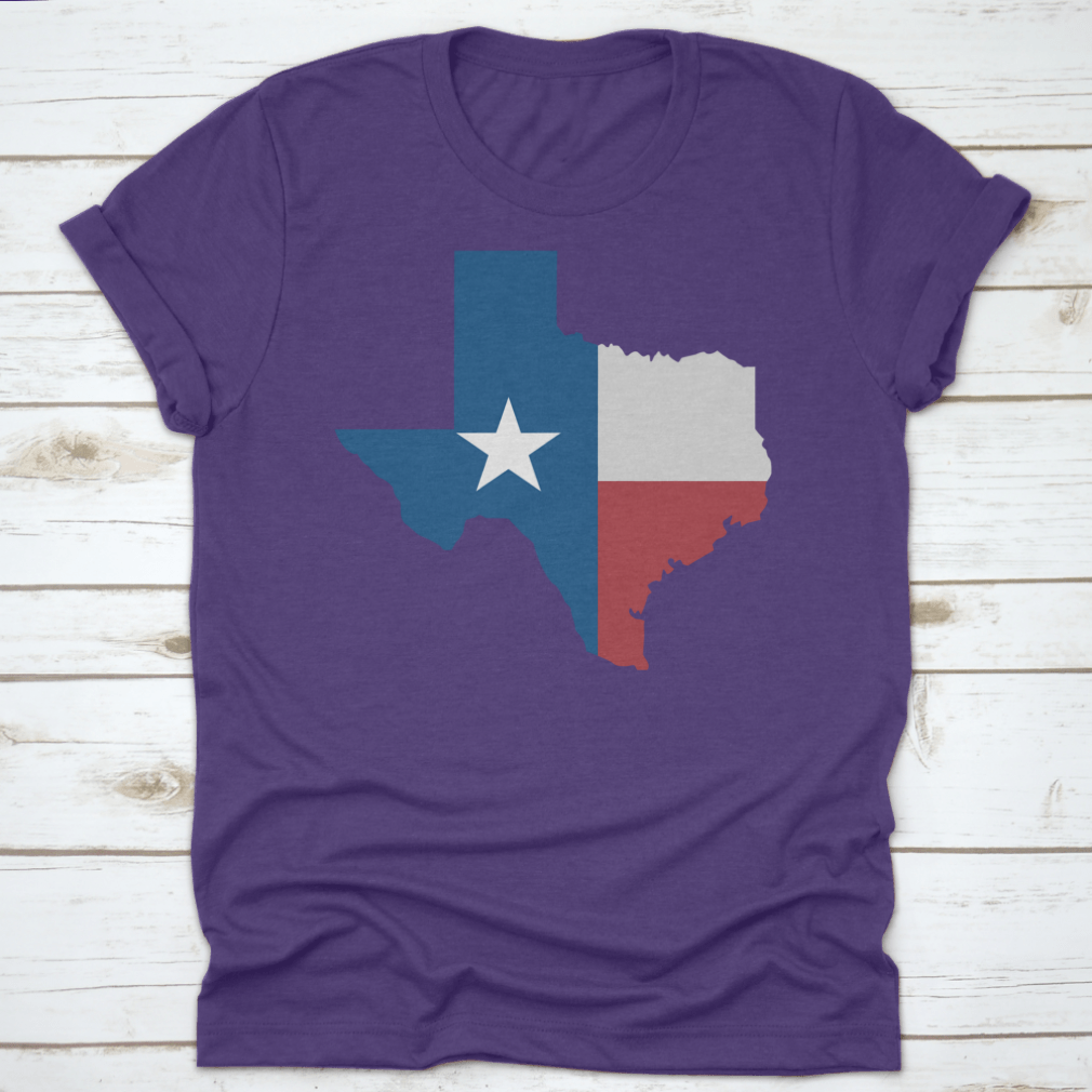 A stylish Torn Texas Map Icon vector illustration on a comfortable cotton shirt, showcasing Texas pride.