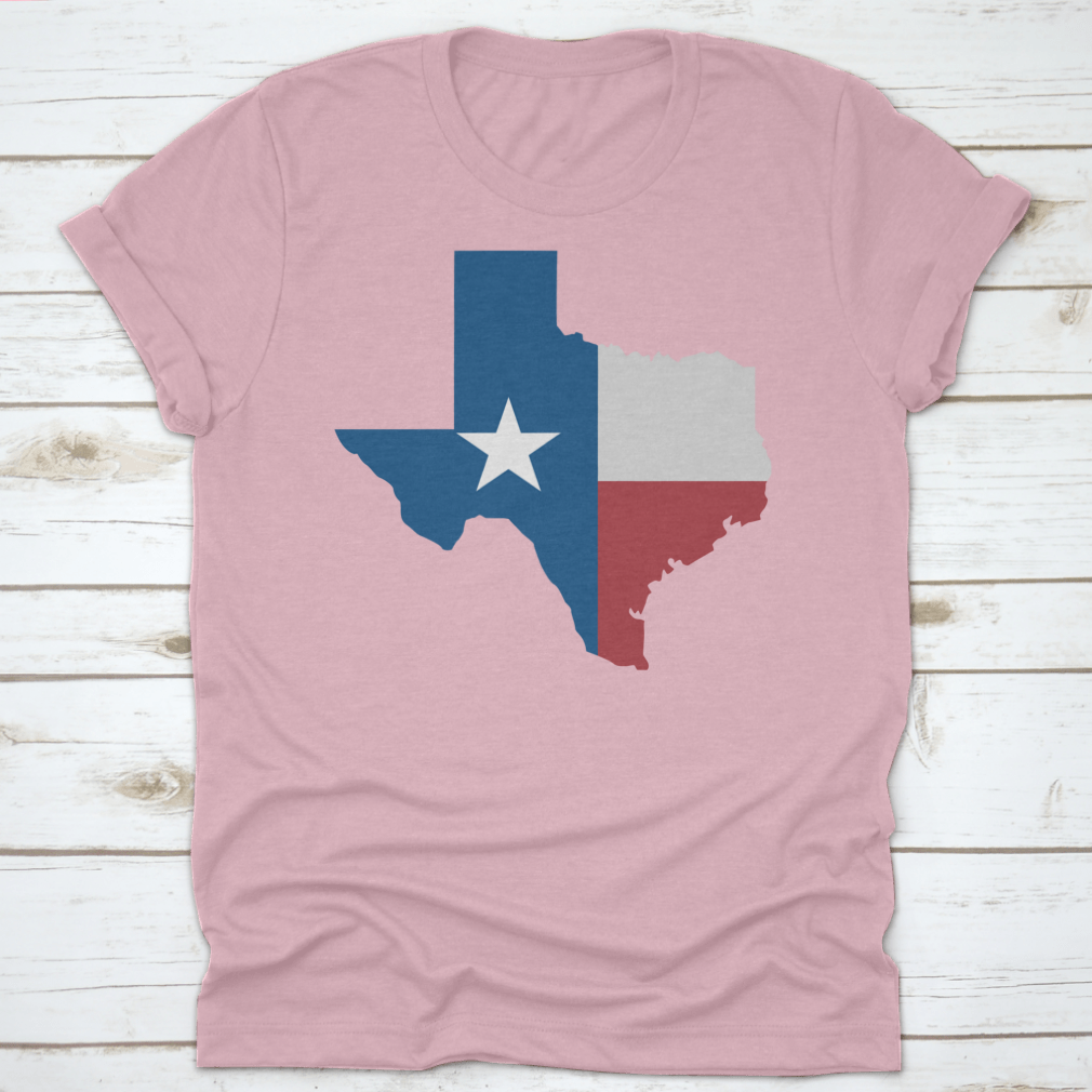 A stylish Torn Texas Map Icon vector illustration on a comfortable cotton shirt, showcasing Texas pride.