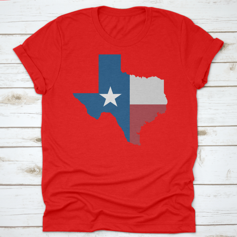 A stylish Torn Texas Map Icon vector illustration on a comfortable cotton shirt, showcasing Texas pride.