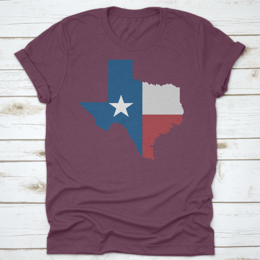 A stylish Torn Texas Map Icon vector illustration on a comfortable cotton shirt, showcasing Texas pride.