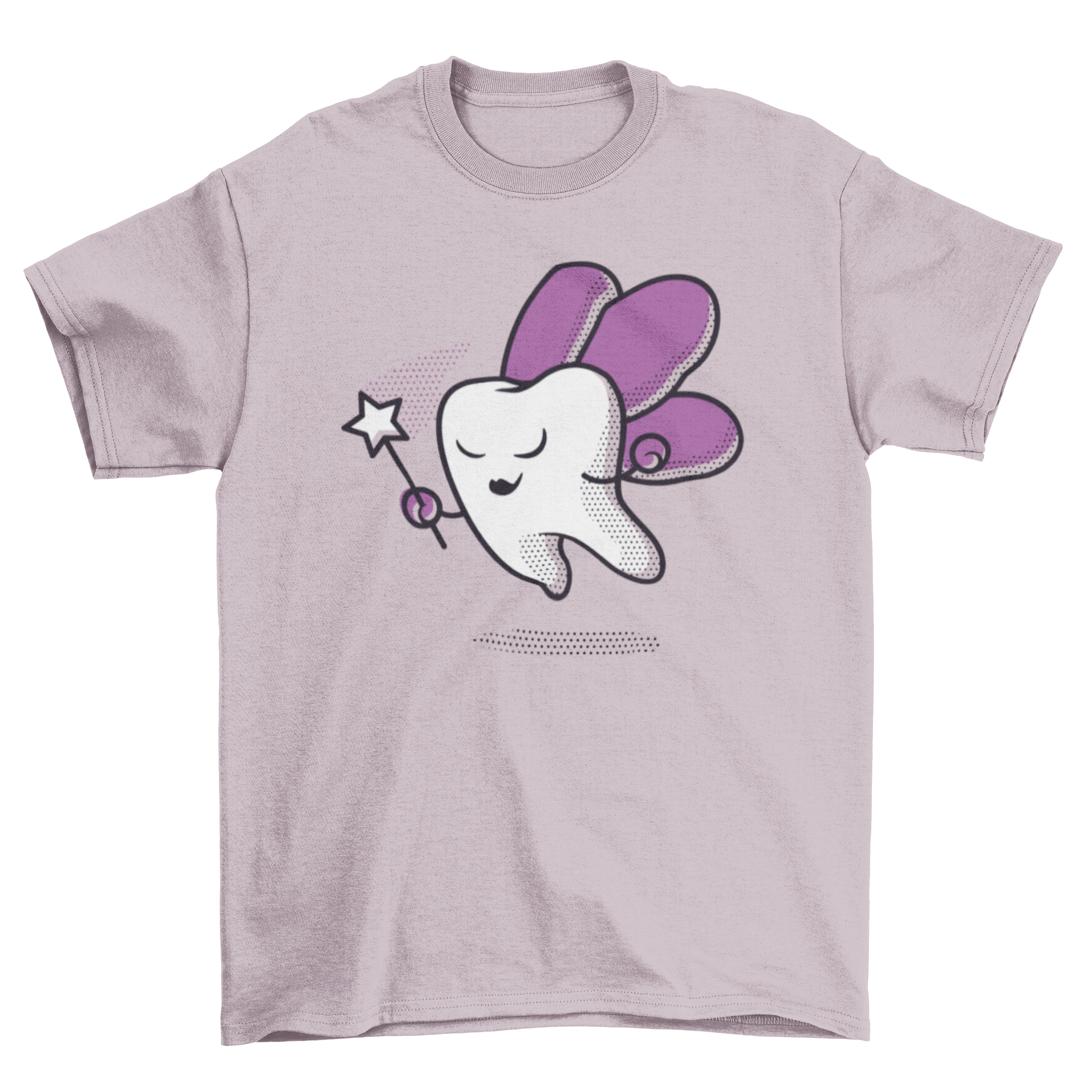 A cute children's t-shirt featuring a cartoon tooth fairy design, perfect for kids who love the tooth fairy tradition.