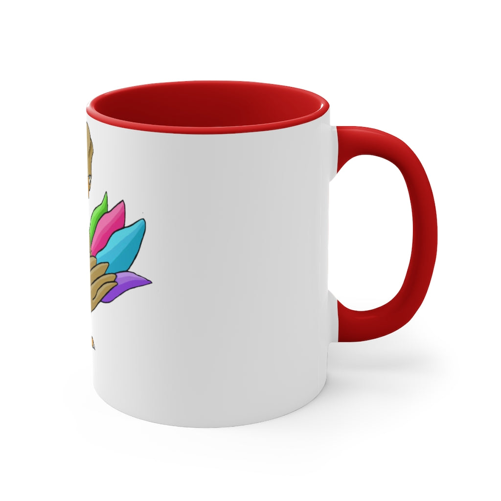 Toudan Accent Mug featuring a white exterior with a colored interior, available in red, pink, and black options, showcasing its stylish design.