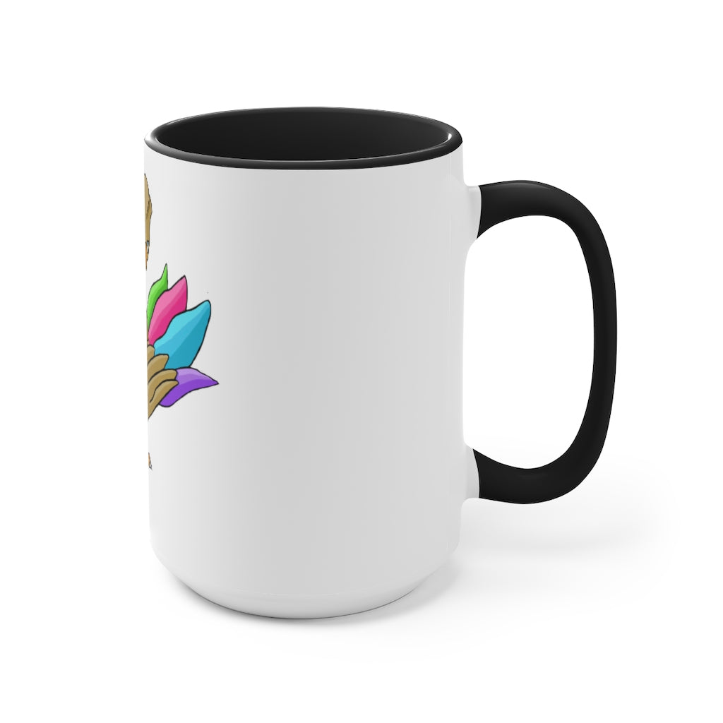 Toudan Accent Mug featuring a white exterior with a colored interior, available in red, pink, and black options, showcasing its stylish design.