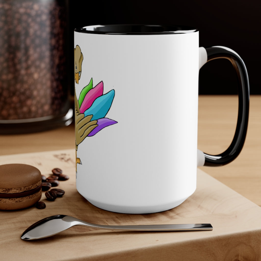 Toudan Accent Mug featuring a white exterior with a colored interior, available in red, pink, and black options, showcasing its stylish design.