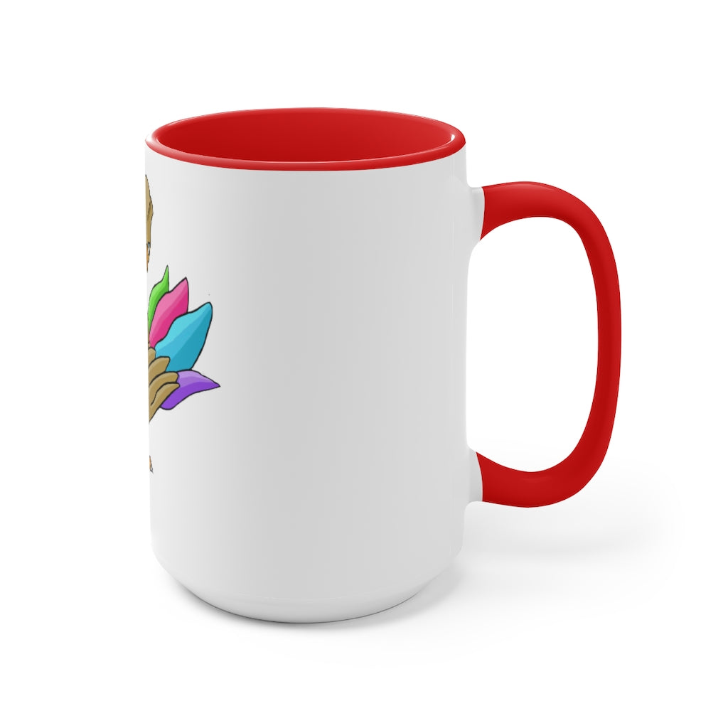 Toudan Accent Mug featuring a white exterior with a colored interior, available in red, pink, and black options, showcasing its stylish design.