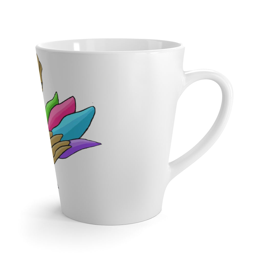 Toudan Latte Mug in white ceramic with a C-handle, featuring high-quality sublimation printing and rounded corners.