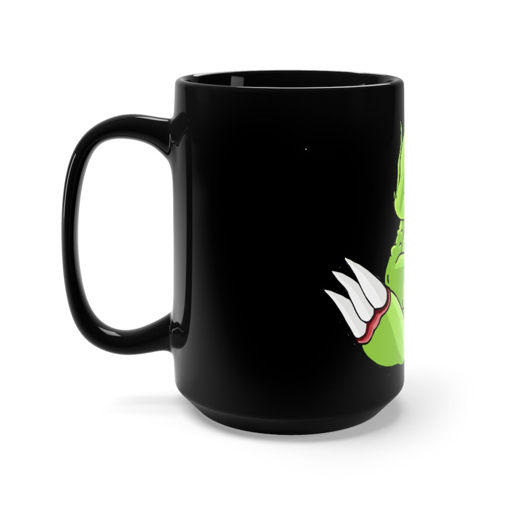 Toxcana Black Mug 15oz featuring a sleek black ceramic design with rounded corners and a comfortable C-handle.