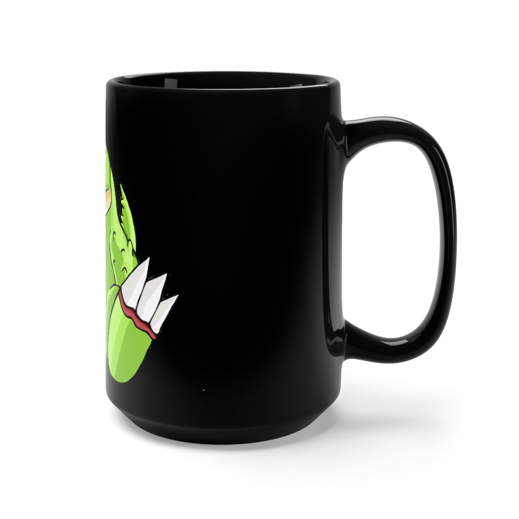 Toxcana Black Mug 15oz featuring a sleek black ceramic design with rounded corners and a comfortable C-handle.