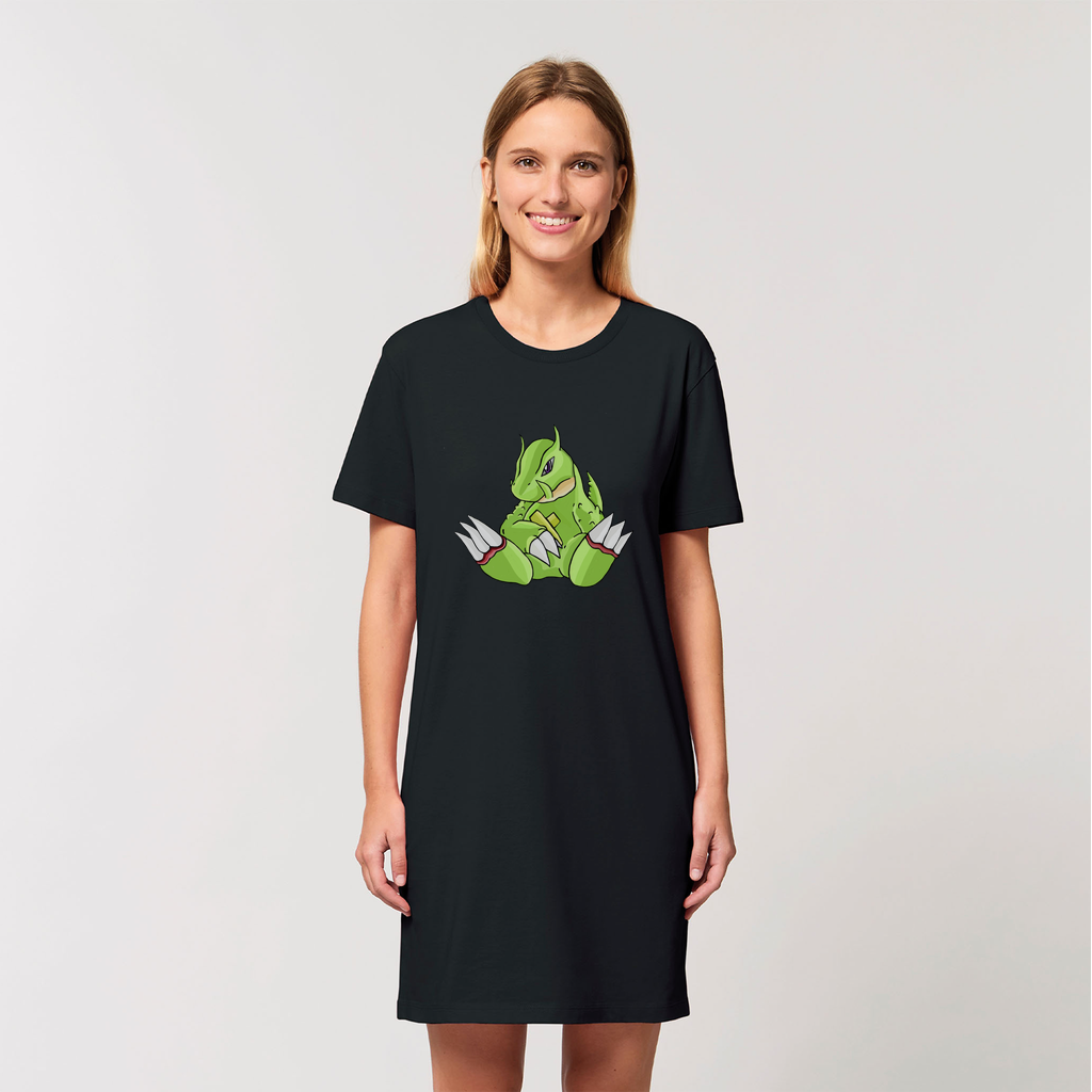 Toxcana Organic T-Shirt Dress made from 100% organic cotton, featuring a soft-hand feel and stylish design, available in various sizes.