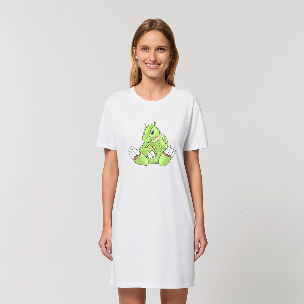 Toxcana Organic T-Shirt Dress made from 100% organic cotton, featuring a soft-hand feel and stylish design, available in various sizes.