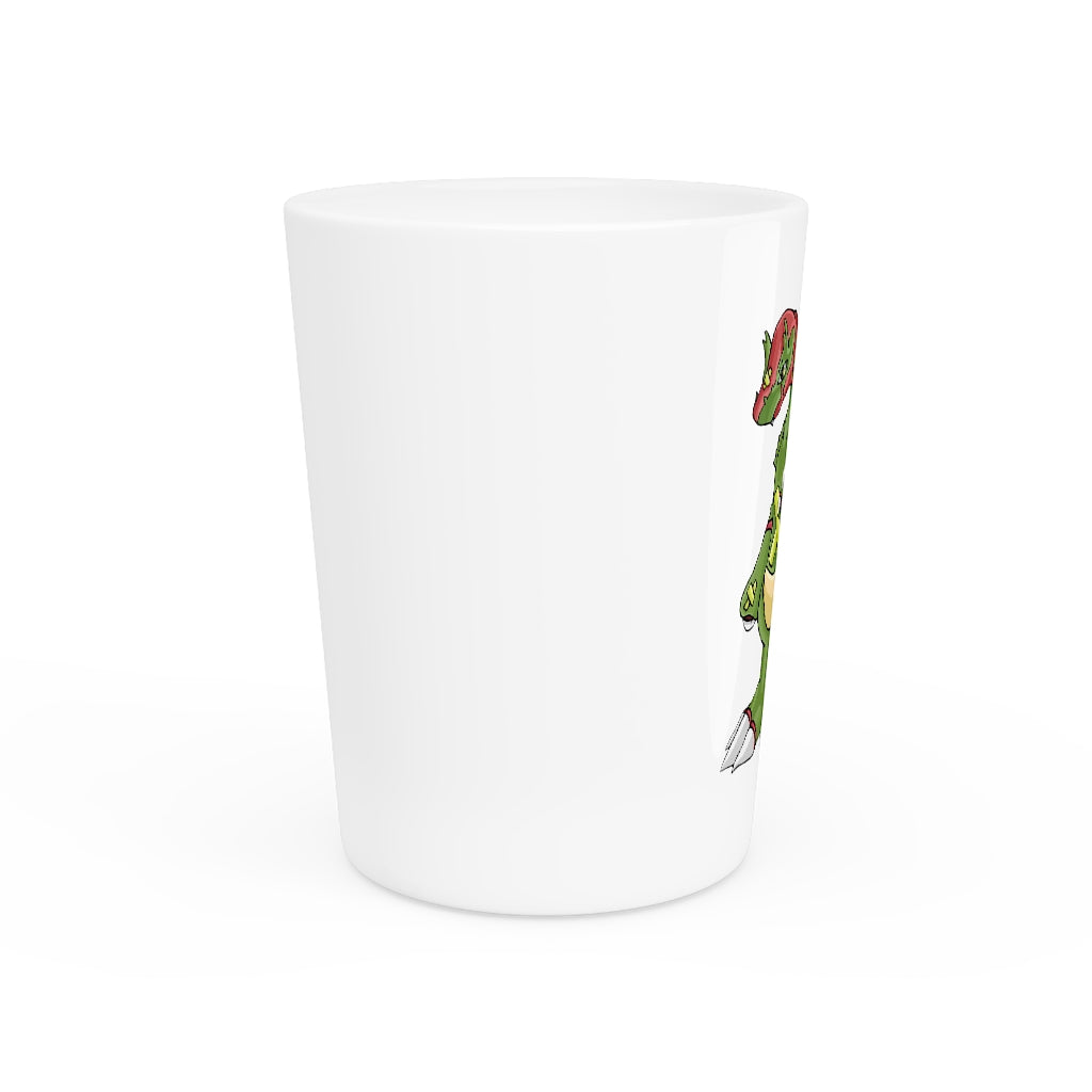 Personalized Toxicaan Shot Glass with white ceramic and customizable design, available in white or black interior.