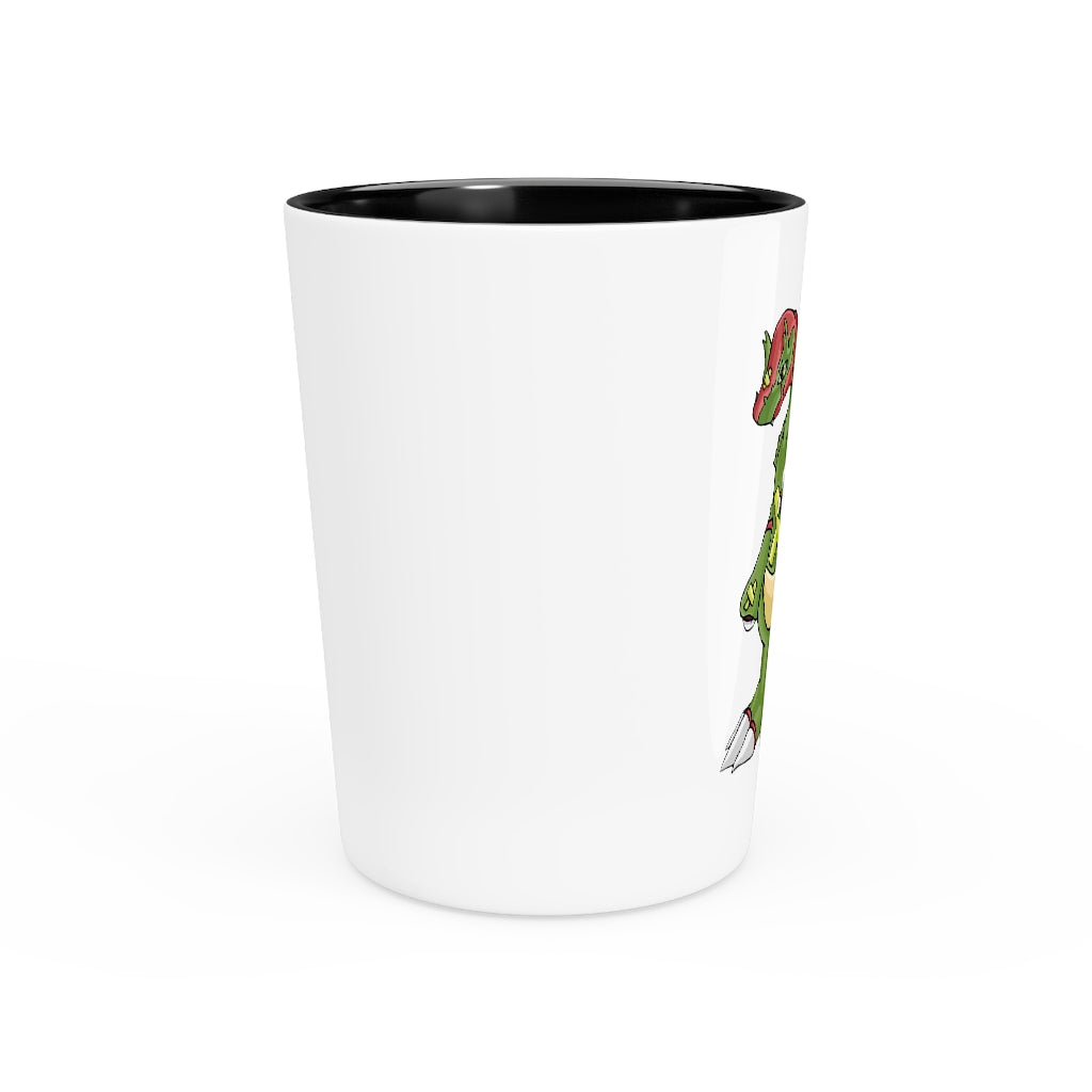 Personalized Toxicaan Shot Glass with white ceramic and customizable design, available in white or black interior.