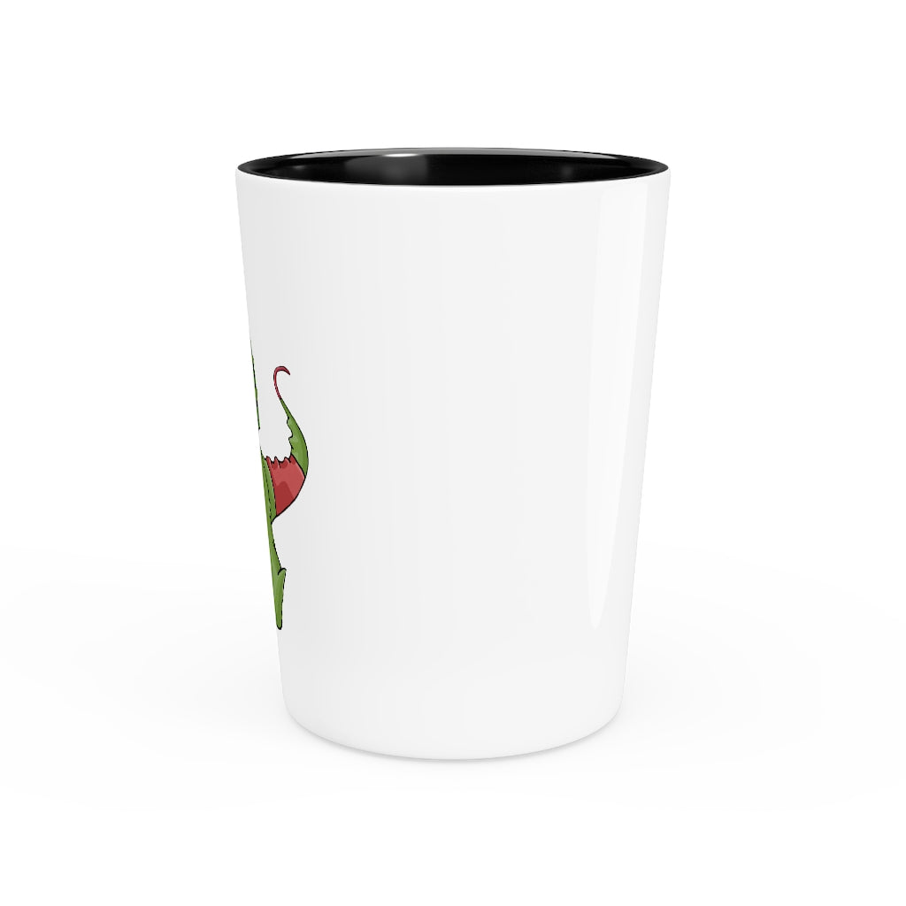 Personalized Toxicaan Shot Glass with white ceramic and customizable design, available in white or black interior.